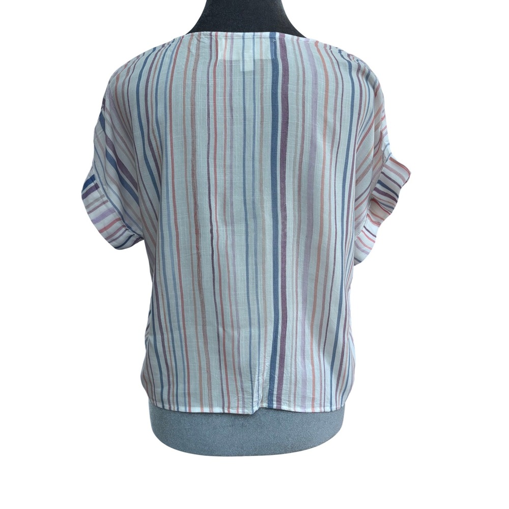 Cloth & Stone Beachy Boho Anthro Style Striped Button Front Tie Hem Top S - Picture 2 of 10
